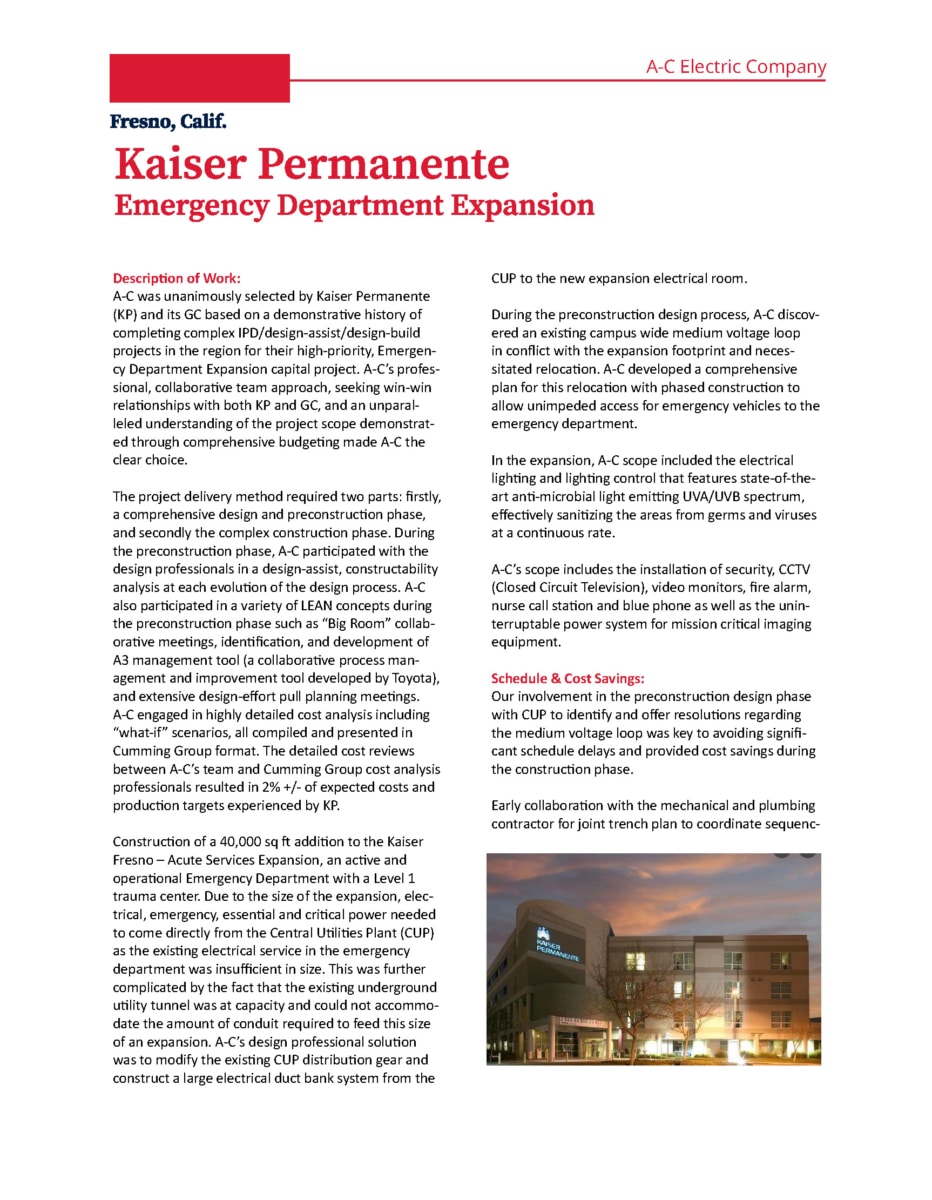 Kaiser Permanente Emergency Department Expansion