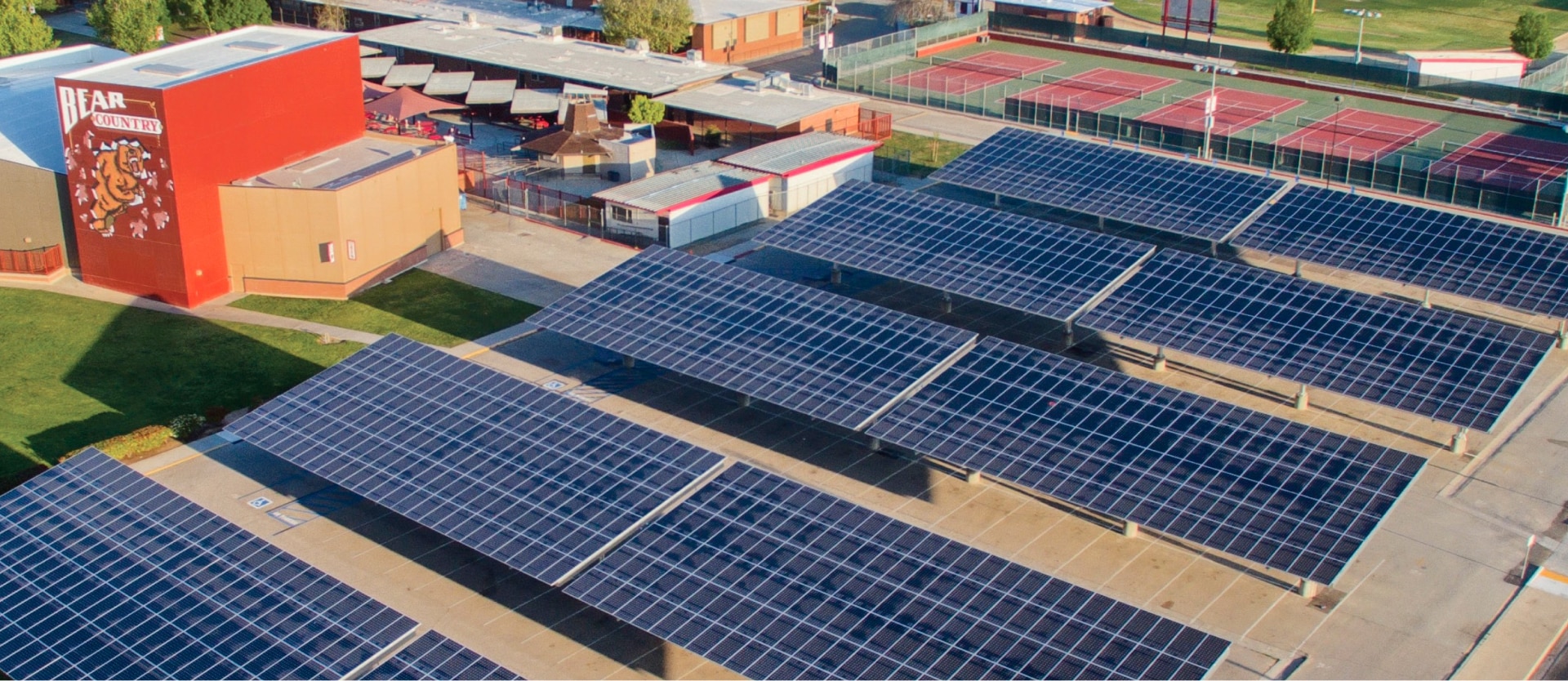 Solar panel installation at a school