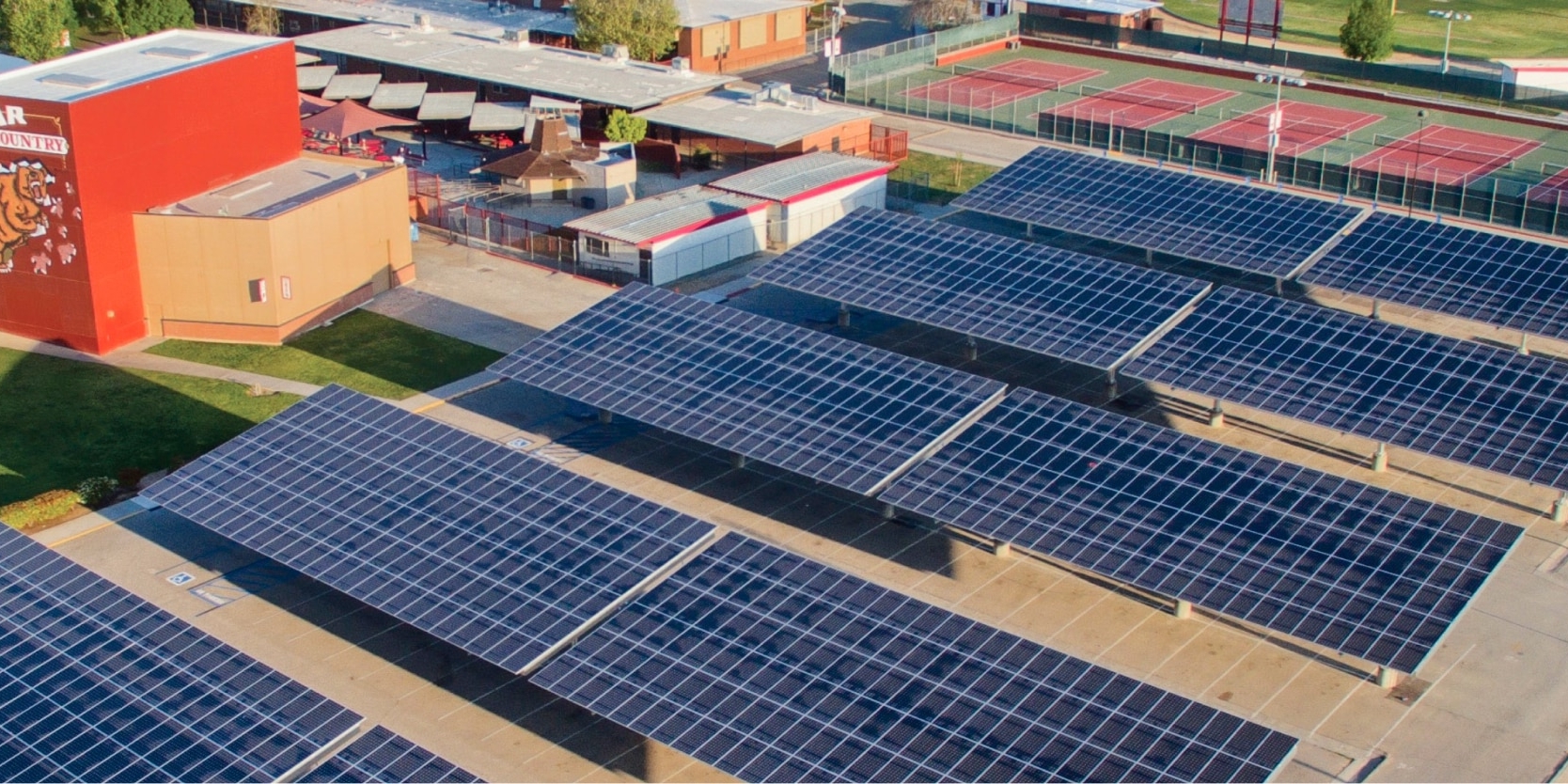 Solar panel installation at a school